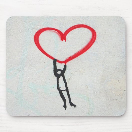Rotes Herz mit Strichmännchen, Leben auf Alles, wa Mousepad (Vorne)
