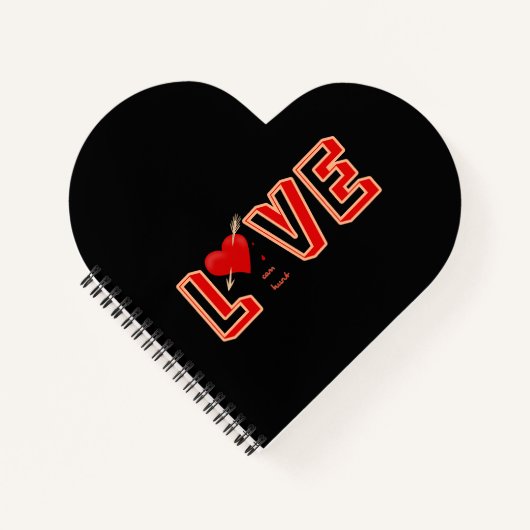Rotes Herz mit Text-Liebe Notizblock (Vorderseite)