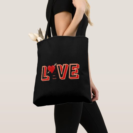 Rotes Herz mit Text-LIEBE Tasche (Von Nahem)