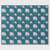 Rotes Herz mit weißem Bandbogen Originalkunst Lieb Geschenkpapier (Flach)