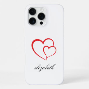rotes Herz mit weißem Hintergrund personalisiert iPhone 16 Pro Max Hülle