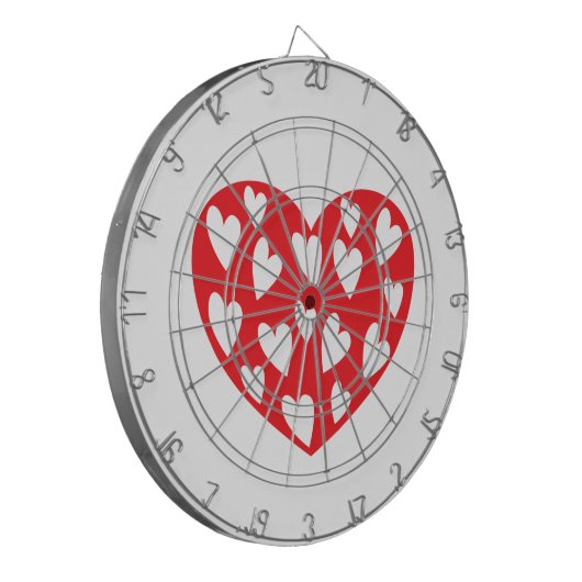 Rotes Herz mit wenig Herz Dartscheibe (Vorderseite Links)