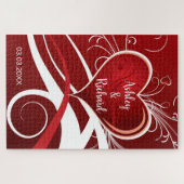 Rotes Herz mit Wirbel Puzzle (Horizontal)