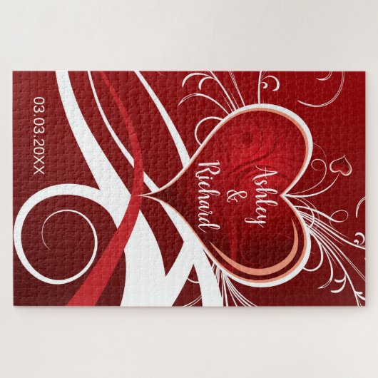 Rotes Herz mit Wirbel Puzzle (Horizontal)