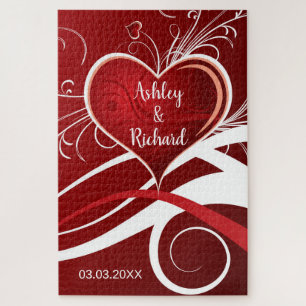 Rotes Herz mit Wirbel Puzzle