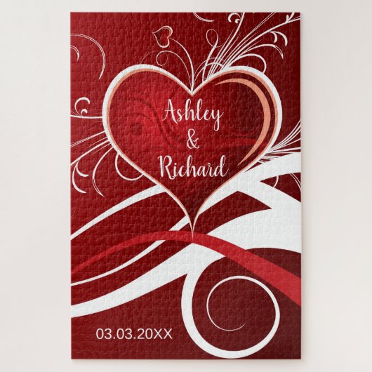 Rotes Herz mit Wirbel Puzzle (Vertikal)