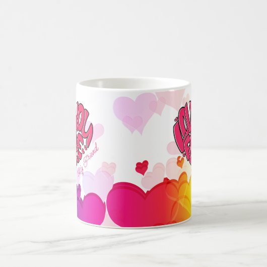Rotes Herz mit Wort Liebe Sie für immer Valentinin Kaffeetasse (Mittel)