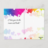 Rotes Herz mit Wort Liebe Sie für immer Valentinin Postkarte (Rückseite)