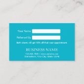 Rotes Herz Moderne Türkis Empfehlungskarte (Rückseite)