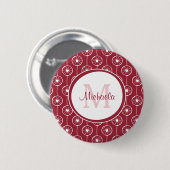 Rotes Herz-Monogramm Button (Vorne & Hinten)