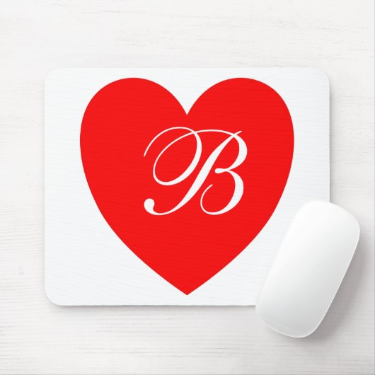 Rotes Herz Monogramm Mauspad (Mit Mouse)