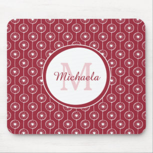Rotes Herz-Monogramm Mousepad