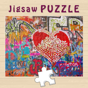 Rotes Herz-Mosaik-Graffiti- Street Art-Foto - Puzzle
