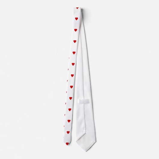 Rotes Herz-Muster auf einem weißen Hintergrund Krawatte (Rückseite)