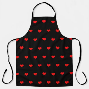 Rotes Herz Muster Schwarz Modernes Süßes Geschenk  Schürze