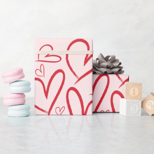 Rotes Herz Nahtloses Muster Geschenkpapier (Babyparty)