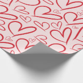 Rotes Herz Nahtloses Muster Geschenkpapier (Ecke)