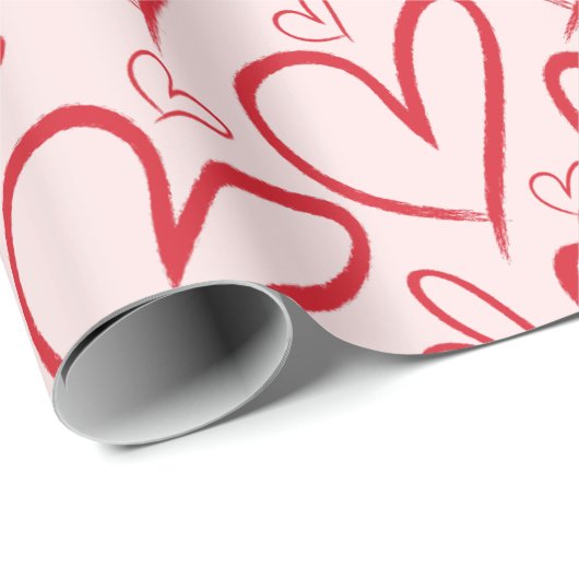 Rotes Herz Nahtloses Muster Geschenkpapier (Rolleneckpunkt)