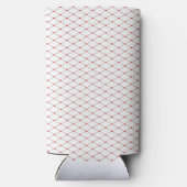 Rotes Herz-Netz auf Weiß Selters Dosenkühler (Rückseite)