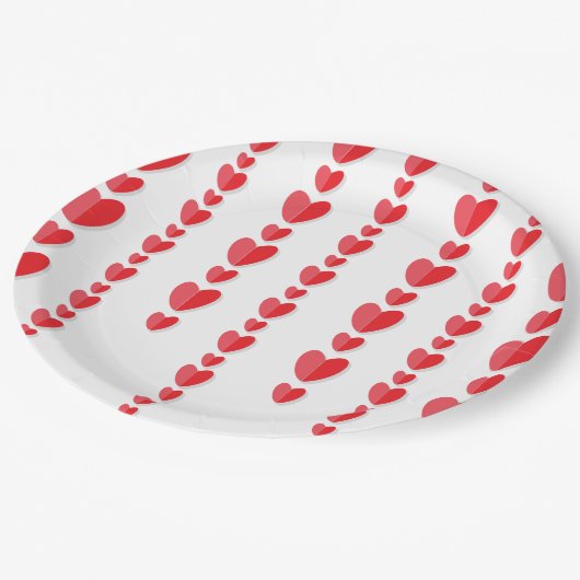 Rotes Herz Niedlich Valentins Pappteller (Schrägansicht)