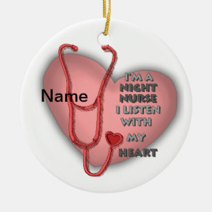 Rotes Herz Night Nurse Keramik Ornament