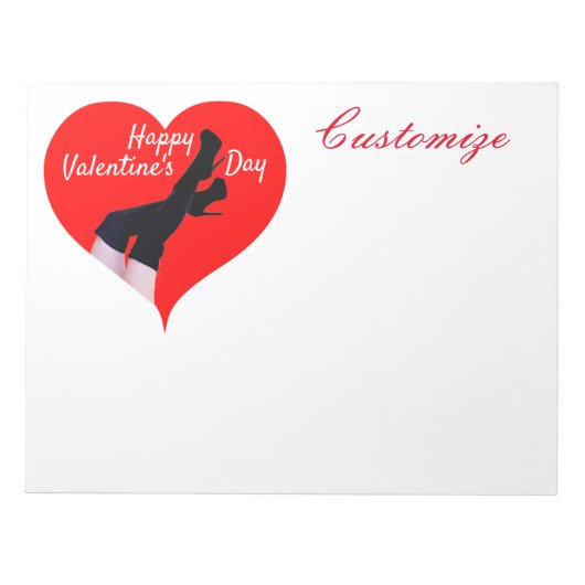 Rotes Herz Oberschenkelhohe Stiefel Valentine Thun Notizblock (Vorderseite)