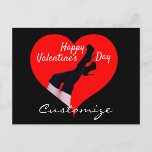 Rotes Herz Oberschenkelhohe Stiefel Valentine Thun Postkarte