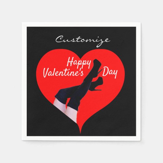 Rotes Herz Oberschenkelhohe Stiefel Valentine Thun Serviette (Vorderseite)