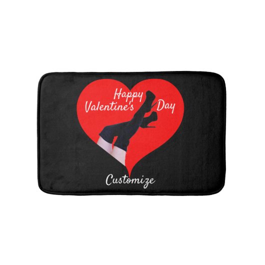 Rotes Herz Oberschenkelstiefel Valentine Thunder_C Badematte (Vorderseite)
