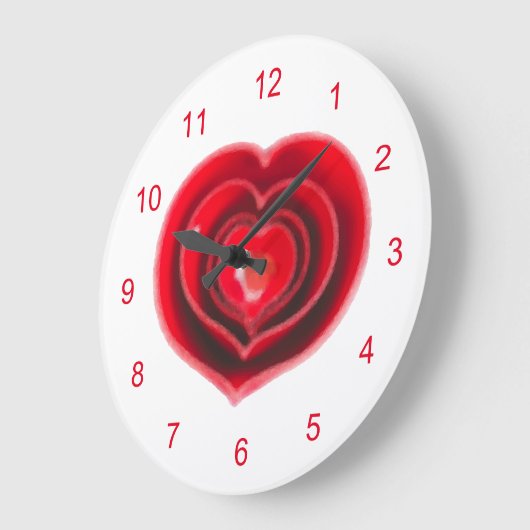 Rotes Herz Ölgemälde Valentine Große Wanduhr (Winkel)