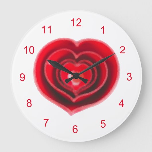 Rotes Herz Ölgemälde Valentine Große Wanduhr (Vorderseite)