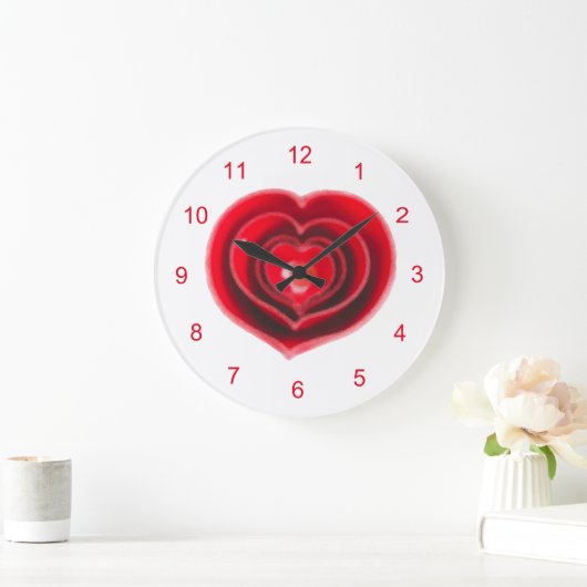 Rotes Herz Ölgemälde Valentine Große Wanduhr (Zuhause)