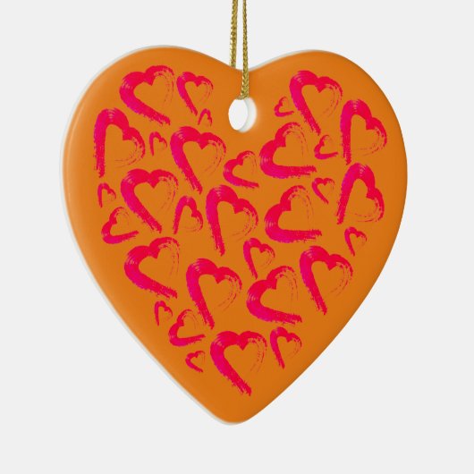 Rotes Herz Orange Keramik Ornament (Rechts)