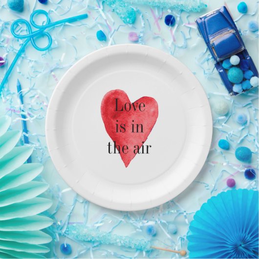 Rotes Herz Pappteller (Party)