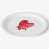 Rotes Herz Pappteller (Schrägansicht)