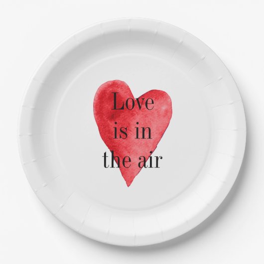 Rotes Herz Pappteller (Vorderseite)