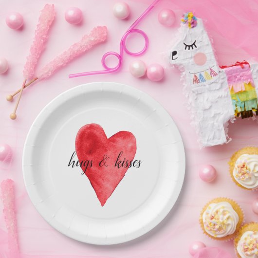 Rotes Herz Pappteller (Party)