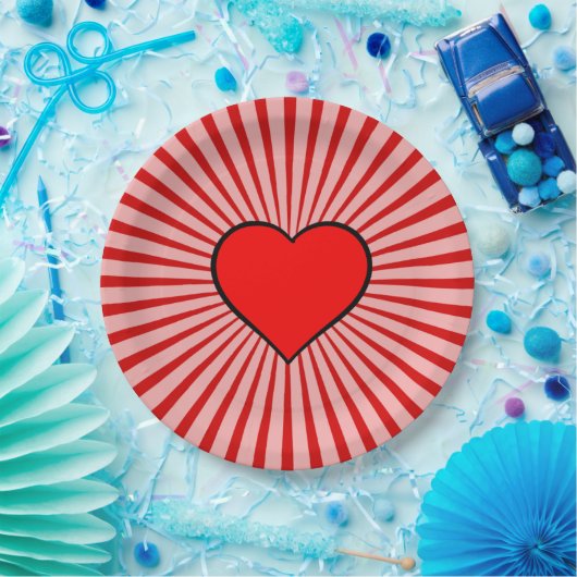 Rotes Herz Pappteller (Party)