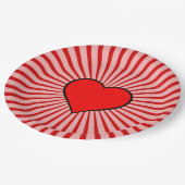 Rotes Herz Pappteller (Schrägansicht)
