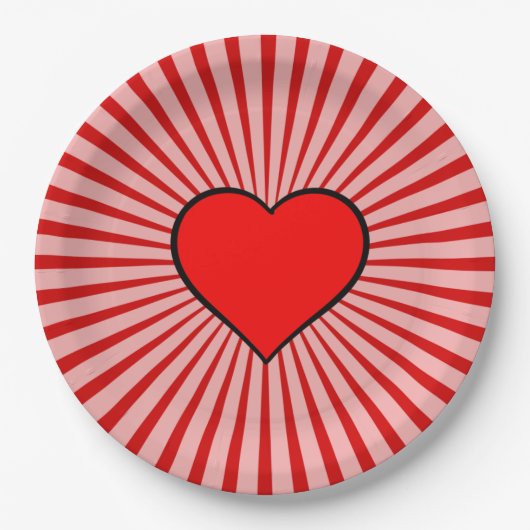 Rotes Herz Pappteller (Vorderseite)