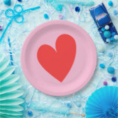 Rotes Herz Pastel Rosa Valentinstag Pappteller (Party)