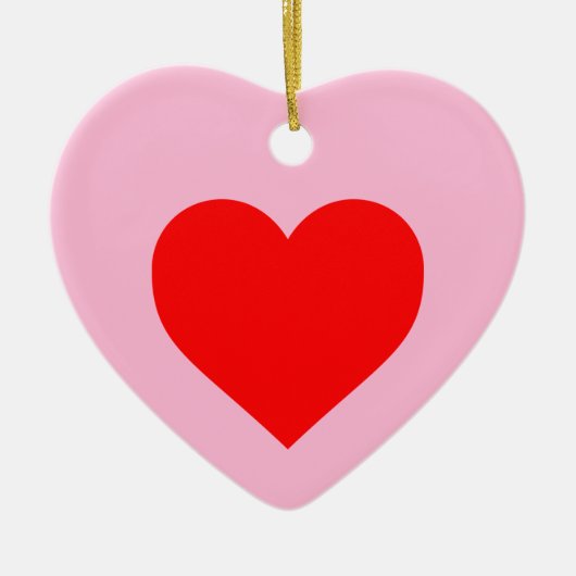 Rotes Herz Pastell Pink Keramik Ornament (Vorne)