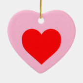 Rotes Herz Pastell Pink Keramik Ornament (Hinten)