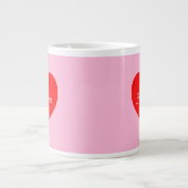 Rotes Herz Pastell Pink Personalisiert Jumbo-Tasse (Vorderseite)