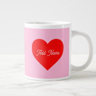 Rotes Herz Pastell Pink Personalisiert Jumbo-Tasse