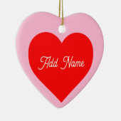Rotes Herz Pastell Pink Personalisiert Keramik Ornament (Rechts)