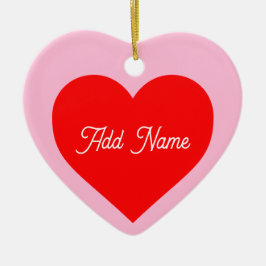 Rotes Herz Pastell Pink Personalisiert Keramik Ornament