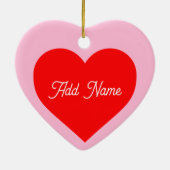 Rotes Herz Pastell Pink Personalisiert Keramik Ornament (Hinten)