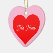 Rotes Herz Pastell Pink Personalisiert Keramik Ornament (Links)