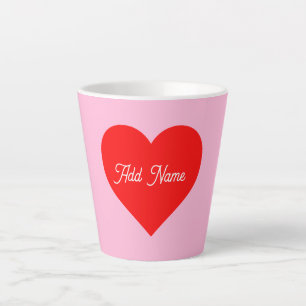 Rotes Herz Pastell Pink Personalisiert Milchtasse